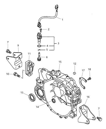 2004 Chrysler Sebring Coupe Clutch Housing & Related Parts Diagram 2