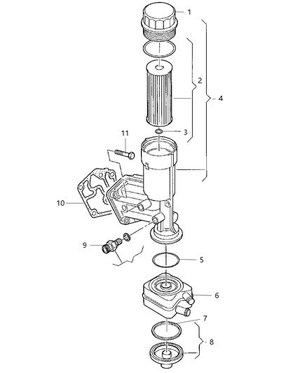 2008 Jeep Patriot Engine Oil Cooler & Hoses / Tubes Diagram 2