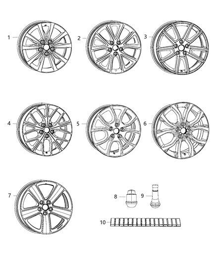 2018 Dodge Durango Aluminum Wheel Diagram for 5LD11RNWAB