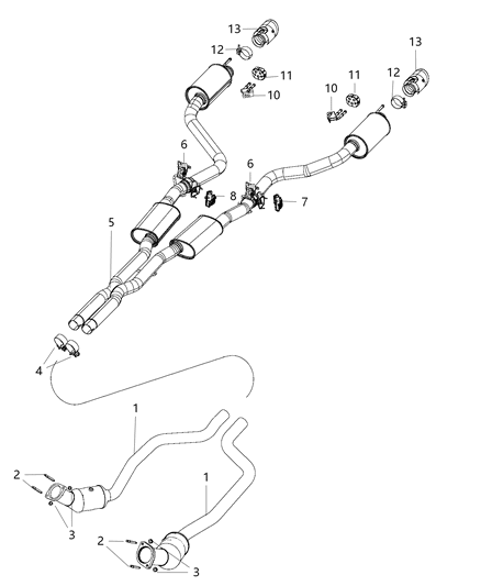 2017 Dodge Charger Exhaust Muffler Diagram for 68304004AB