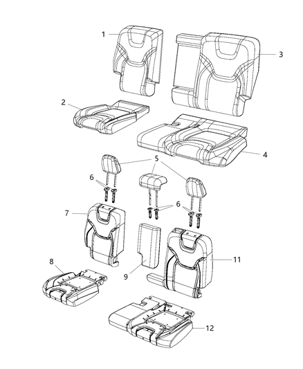 2016 Jeep Cherokee Rear Seat Cushion Cover Left Diagram for 6CB95DW1AB