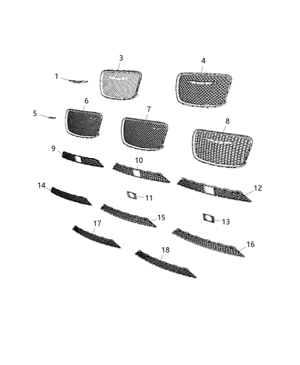 2016 Chrysler 300 Grilles & Related Items Diagram