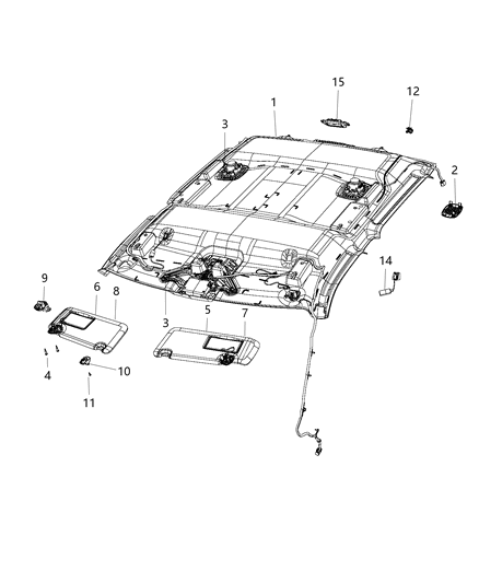 2017 Ram 1500 Headliner Diagram for 6KB48BD1AA