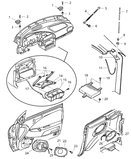 1999 Chrysler Sebring PLYR Kit-Cd Changer - 6 Disc Diagram for 82202700