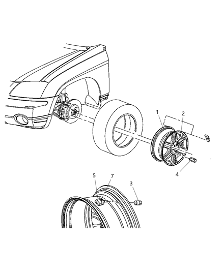 2004 Chrysler Pacifica Wheel Rim Chrome Spots Diagram for 4766603AB