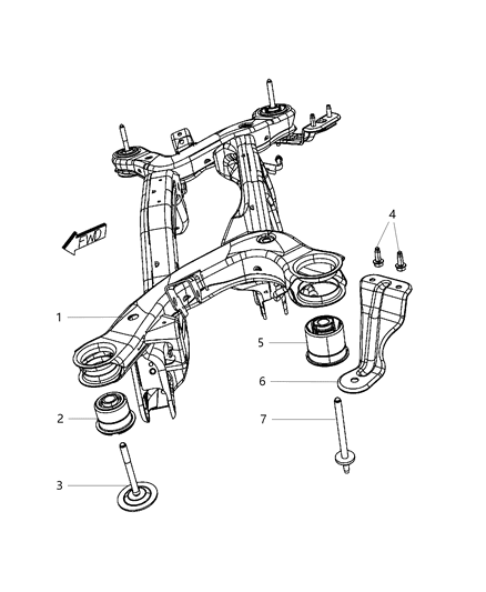 2014 Dodge Journey Cradle, Rear Suspension Diagram