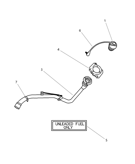 2001 Chrysler Sebring Sedan & Convertible Fuel Tank Filler Tube Diagram