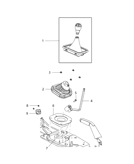 2009 Dodge Nitro Gear Shift Boot , Knob And Bezel Diagram