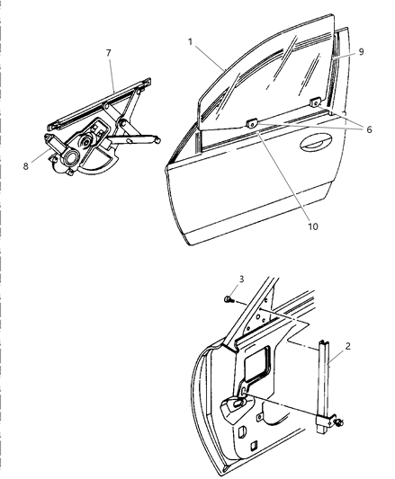 1997 Chrysler Concorde Door, Front Glass & Regulators Diagram