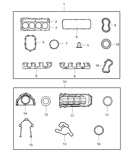 2009 Dodge Durango Engine Gasket Kits Diagram 5