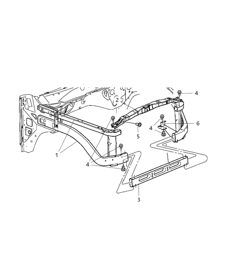 2006 Dodge Ram 3500 Radiator Support Diagram for 55275694AI