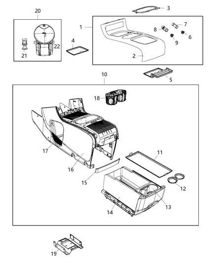 2014 Dodge Grand Caravan Floor Console Front Diagram 1