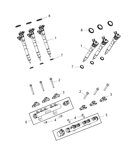 2021 Jeep Wrangler Fuel Rail & Injectors Diagram 1