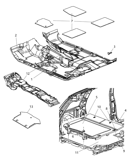 2006 Jeep Grand Cherokee Cargo Pad Diagram for 55197097AC