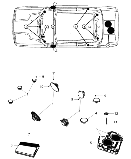 2012 Dodge Challenger Speakers & Amplifier Diagram 3