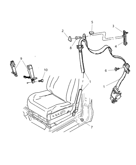 2000 Dodge Dakota Screw SEATBELT Anchor Diagram for 6036347AA