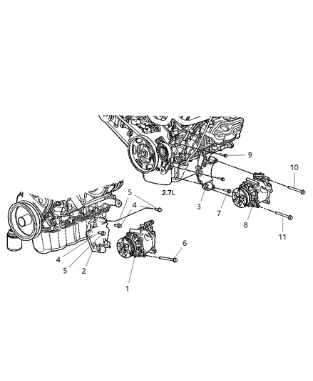 2001 Chrysler Sebring Compressor & Mounting Diagram