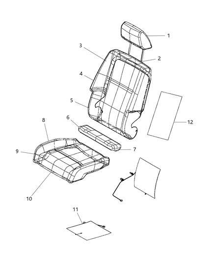 2009 Dodge Journey Front Seat Back Cover Diagram for 1QP04DKAAA