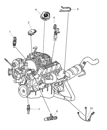 2005 Dodge Durango Sensors - Engine Diagram 2