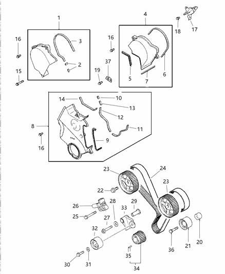 1998 Chrysler Sebring Cover-Timing Belt Diagram for MD343876