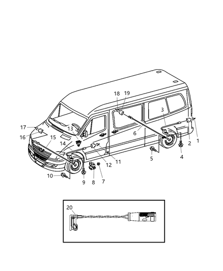 2007 Dodge Sprinter 2500 Brake Pad Wear Indicator & Speed Sensor Diagram