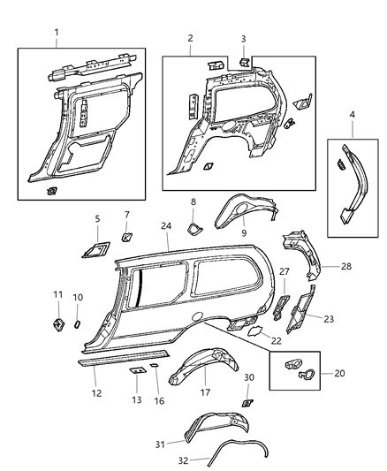 1999 Chrysler Town & Country Quarter Panel Diagram for 4674739AC