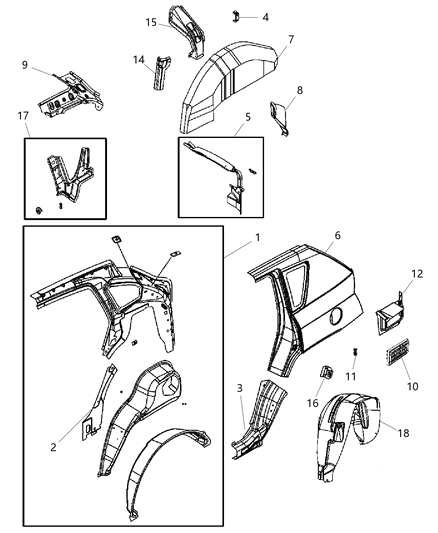 2008 Jeep Compass Rear Aperture (Quarter) Panel Diagram