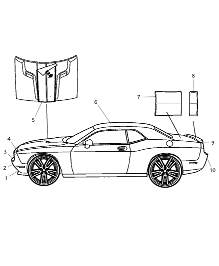 2011 Dodge Challenger Edition Dual Stripes Diagram