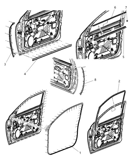 2012 Ram 1500 WEATHERSTRIP-Front Door Belt Inner Diagram for 55369290AG