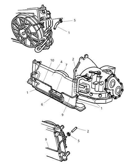2000 Chrysler Sebring Convertible Transmission Oil Cooler & Lines Diagram