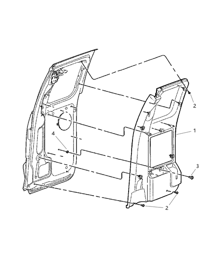 2009 Dodge Dakota Rear Door Trim Panel Diagram 2