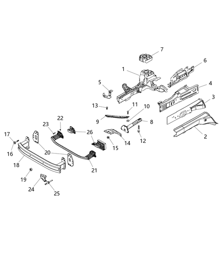 2018 Jeep Renegade Rail-Frame Front Diagram for 68326044AA