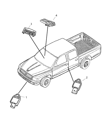 2005 Dodge Dakota Air Bag Modules & Sensors Diagram