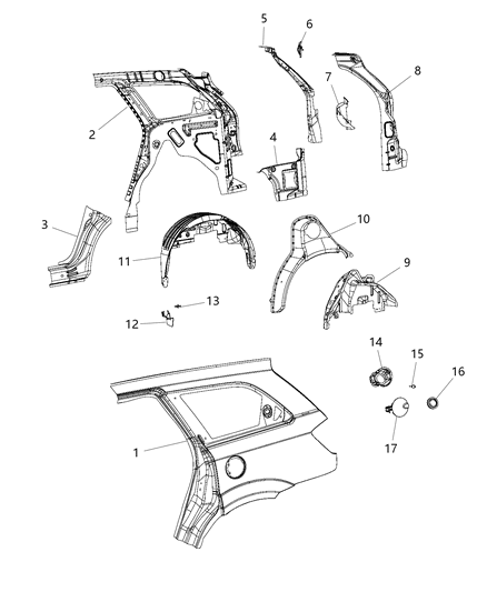 2017 Dodge Journey Rear Aperture (Quarter) Panel Diagram