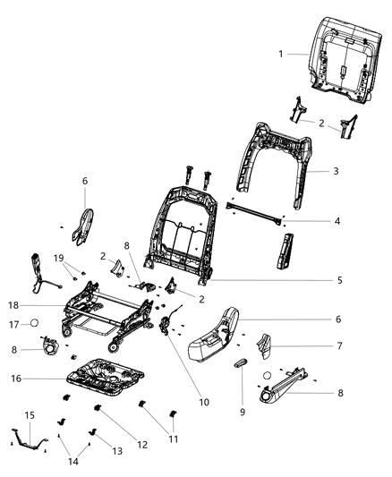 2014 Dodge Durango Adjusters, Recliners & Shields - Driver Seat - Manual Diagram