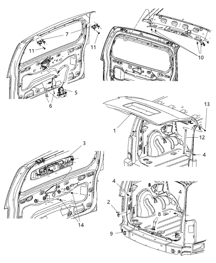 2009 Dodge Nitro Liftgate Glass Rod Diagram for 55360915AC