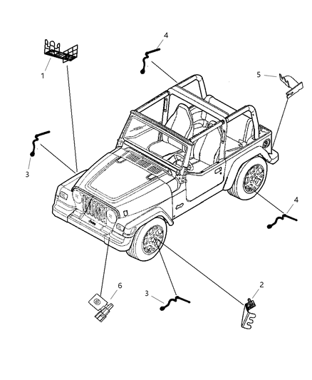 2006 Jeep Wrangler Sensors - Body Diagram
