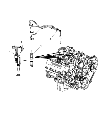 2009 Dodge Nitro Spark Plugs & Ignition Coil Diagram 1