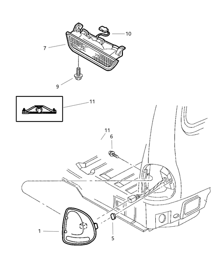 2003 Dodge Durango Lamp-High Mounted Stop Diagram for 55076679