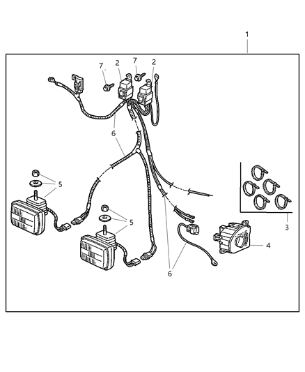 2001 Dodge Ram 3500 Fog Lamp Kit - Brush Guard Diagram