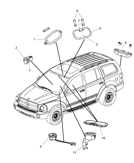 2009 Chrysler Aspen Lamps Interior Diagram