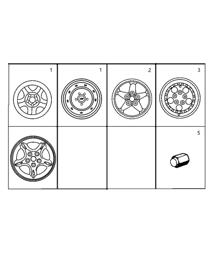 2004 Jeep Wrangler Steel Wheel Diagram for 5EW03AJ7AB