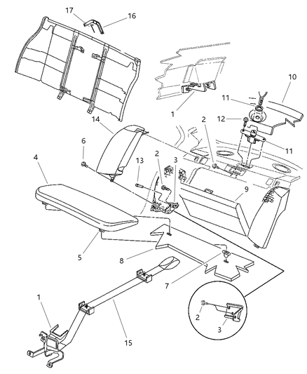 1999 Chrysler Cirrus Rear Seat Attaching Parts Diagram