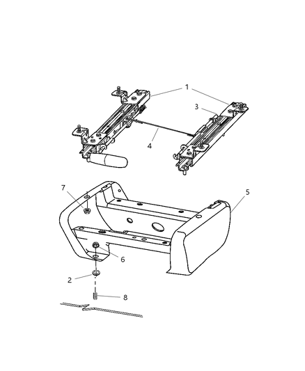 2001 Dodge Ram Wagon Adjusters & Riser, Bucket Seats, Without Power Diagram