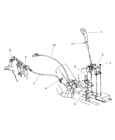 1998 Chrysler Sebring Controls, Gearshift, Floor Shaft Diagram