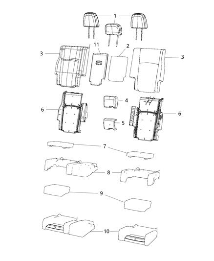 2014 Dodge Journey Rear Seat Cushion Cover Diagram for 1UQ94XR4AA