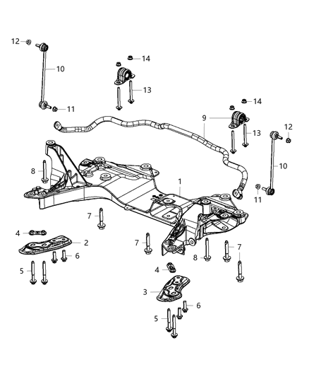 2015 Dodge Dart Crossmember - Front Suspension Diagram