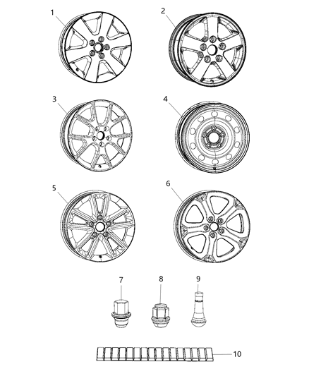2019 Dodge Journey Aluminum Wheel Diagram for 5PS08RNWAB