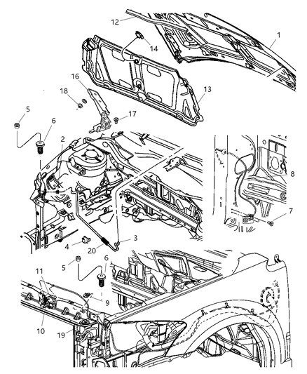 2007 Dodge Caliber Release-Hood Latch Diagram for 5074169AC