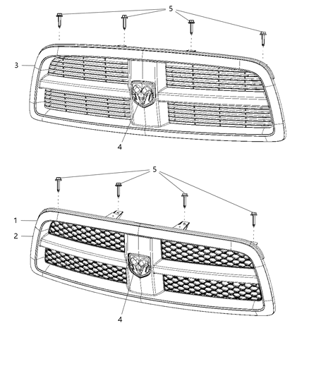 2012 Ram 1500 Grille-Radiator Diagram for 1SF681JAAA